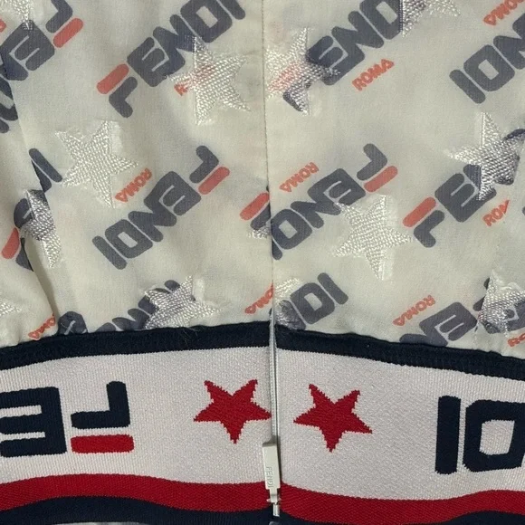 FENDI Mania Peated Midi Skirt Red Blue White Silk Blend Size XXS Designer Luxury - Picture 6 of 13